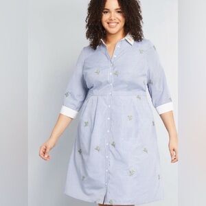 ModCloth NWT Cactus‎ Blue Pinstripe Shirt Dress Size 28